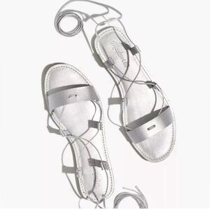 NEW! Madewell Boardwalk Lace-up Sandal in Silver